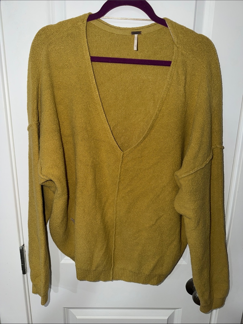 Free People Deep V-Neck Olive Sweater
